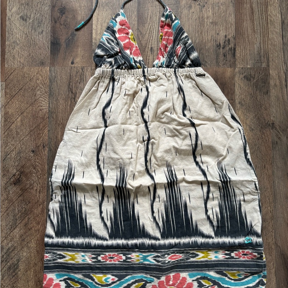 Billabong Bohemian Halter Dress with Floral Accents
